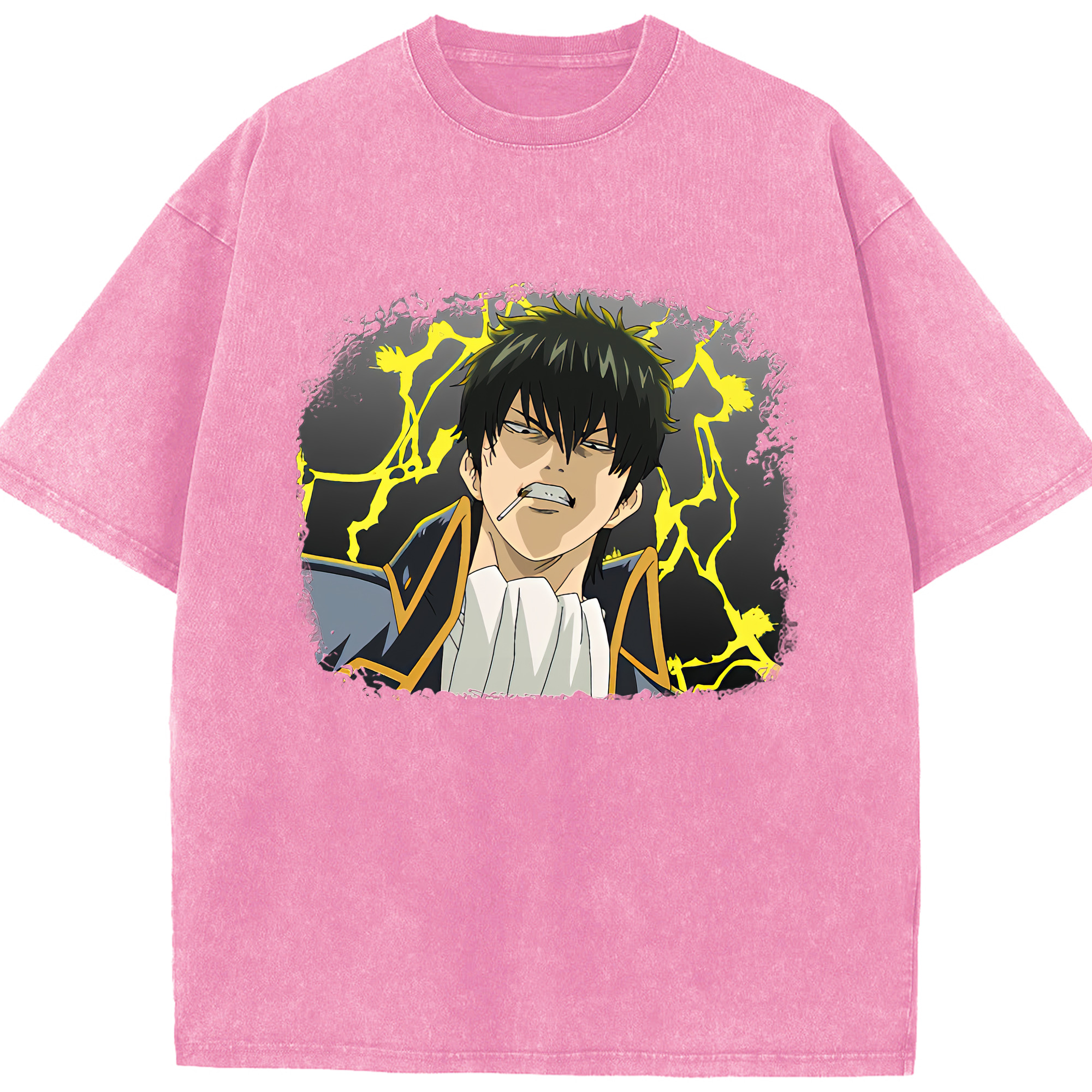 （画像用） ぎんたま 坂田銀時（さかたぎんとき） 神楽 志村新八（しむら しんぱち） GINTAMA Sakata Gintoki Kagura Shimura Shinpachi 綿100% ヴィンテージ風 半袖Tシャツ（フロントプリント）